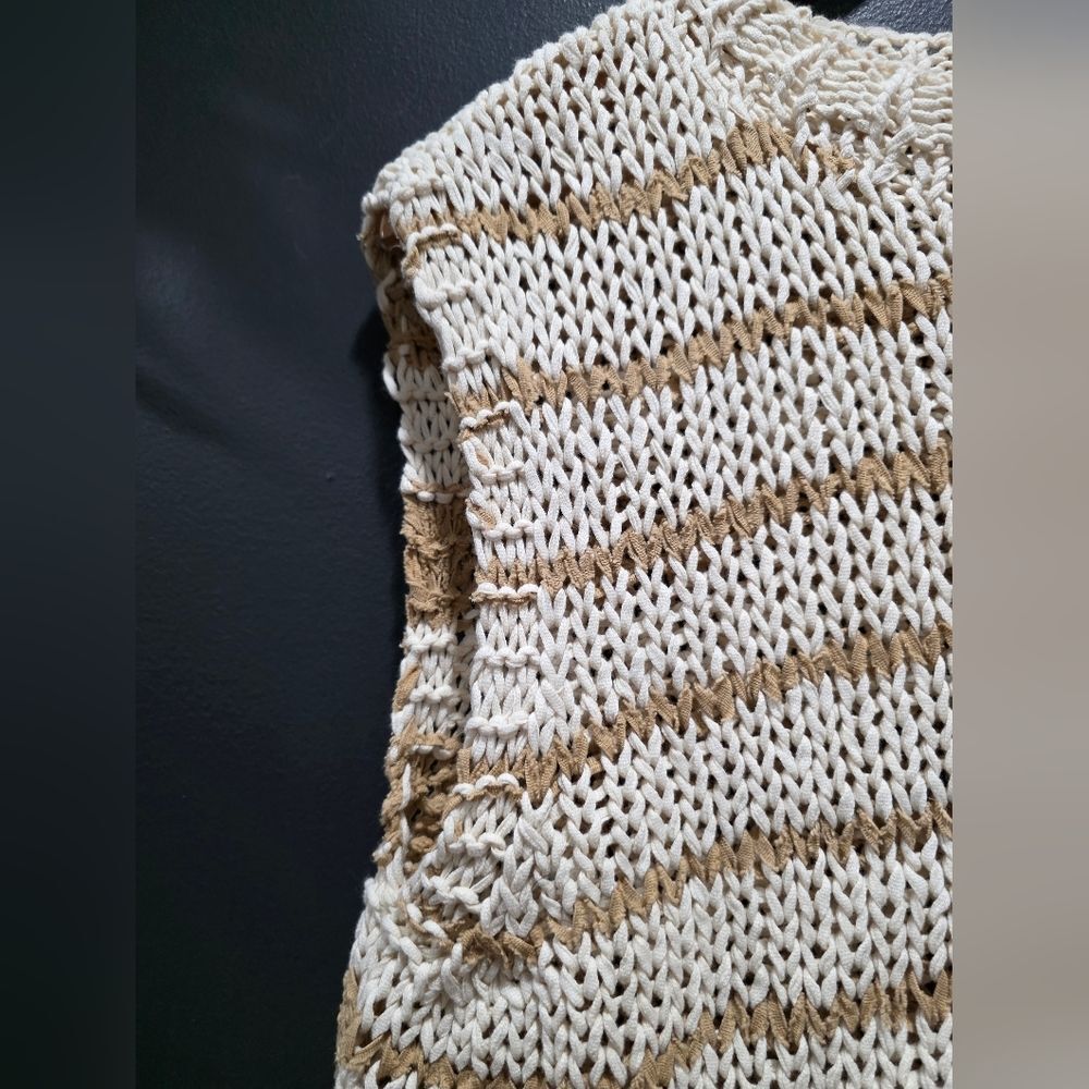 Free People Women's Wave After Wave Loopy Knit Sleeveless Sweater Sz M Tan Cream - Picture 3 of 13